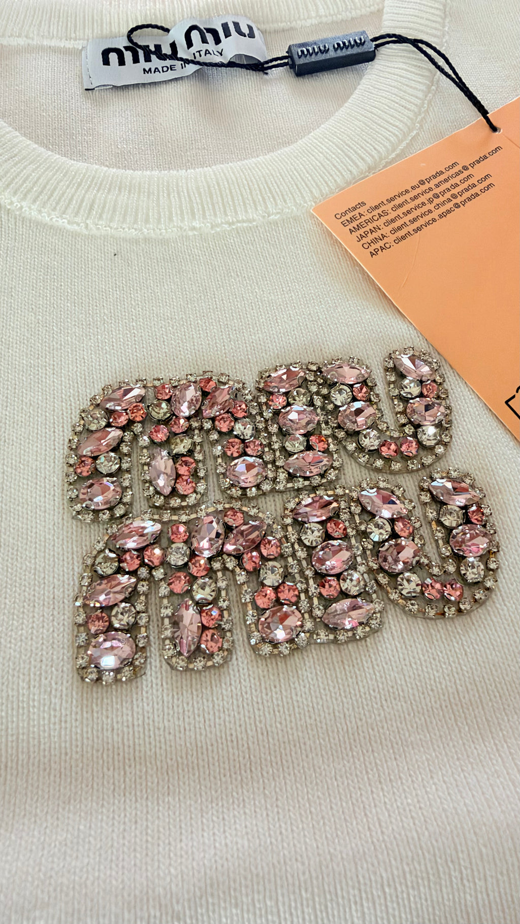 Pink Miu Miu Crystal Knit Top