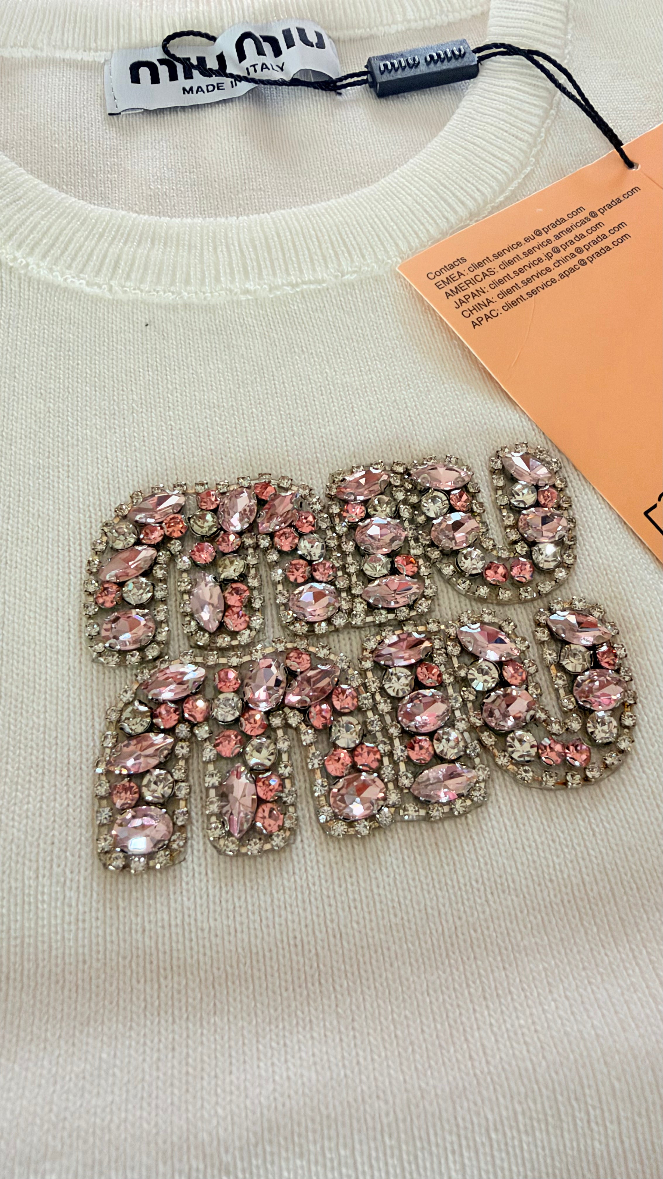 Pink Miu Miu Crystal Knit Top