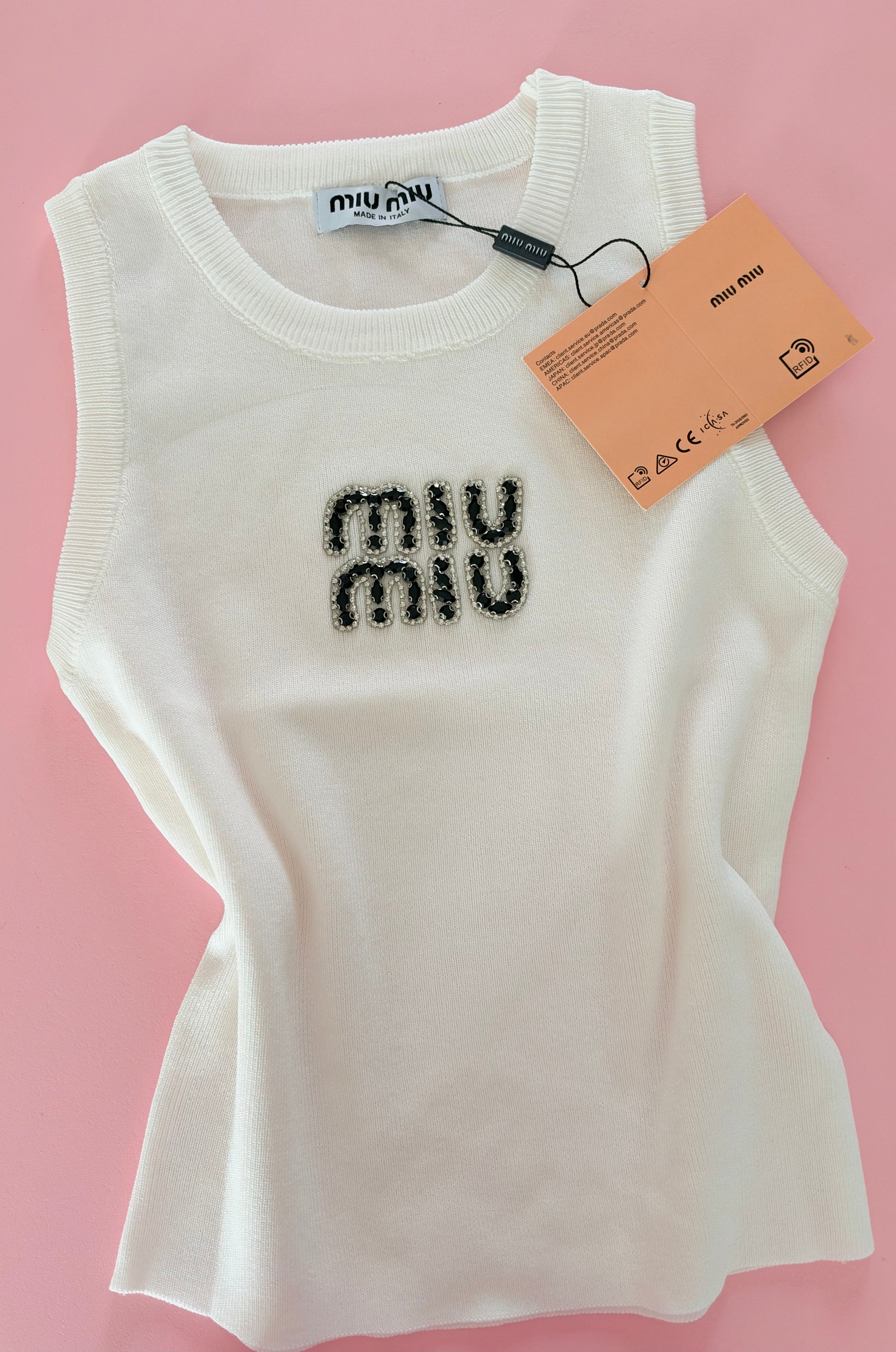 Black Miu Miu Cystal Knit Top