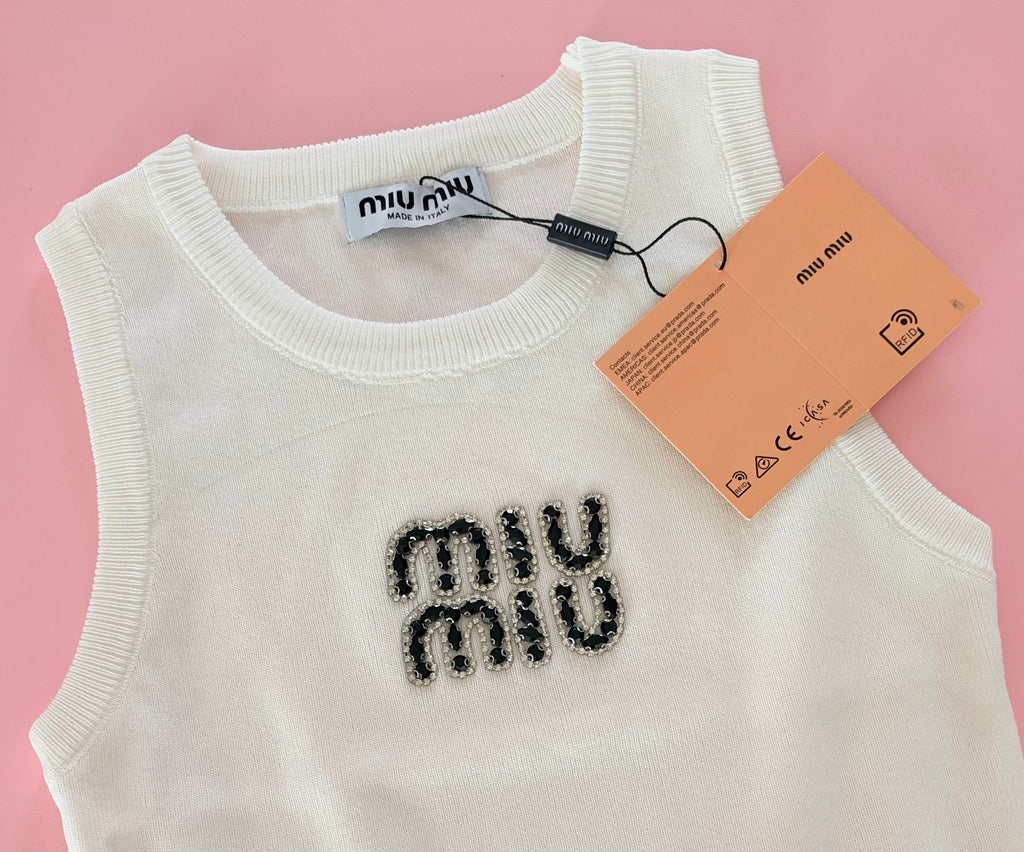 Black Miu Miu Cystal Knit Top