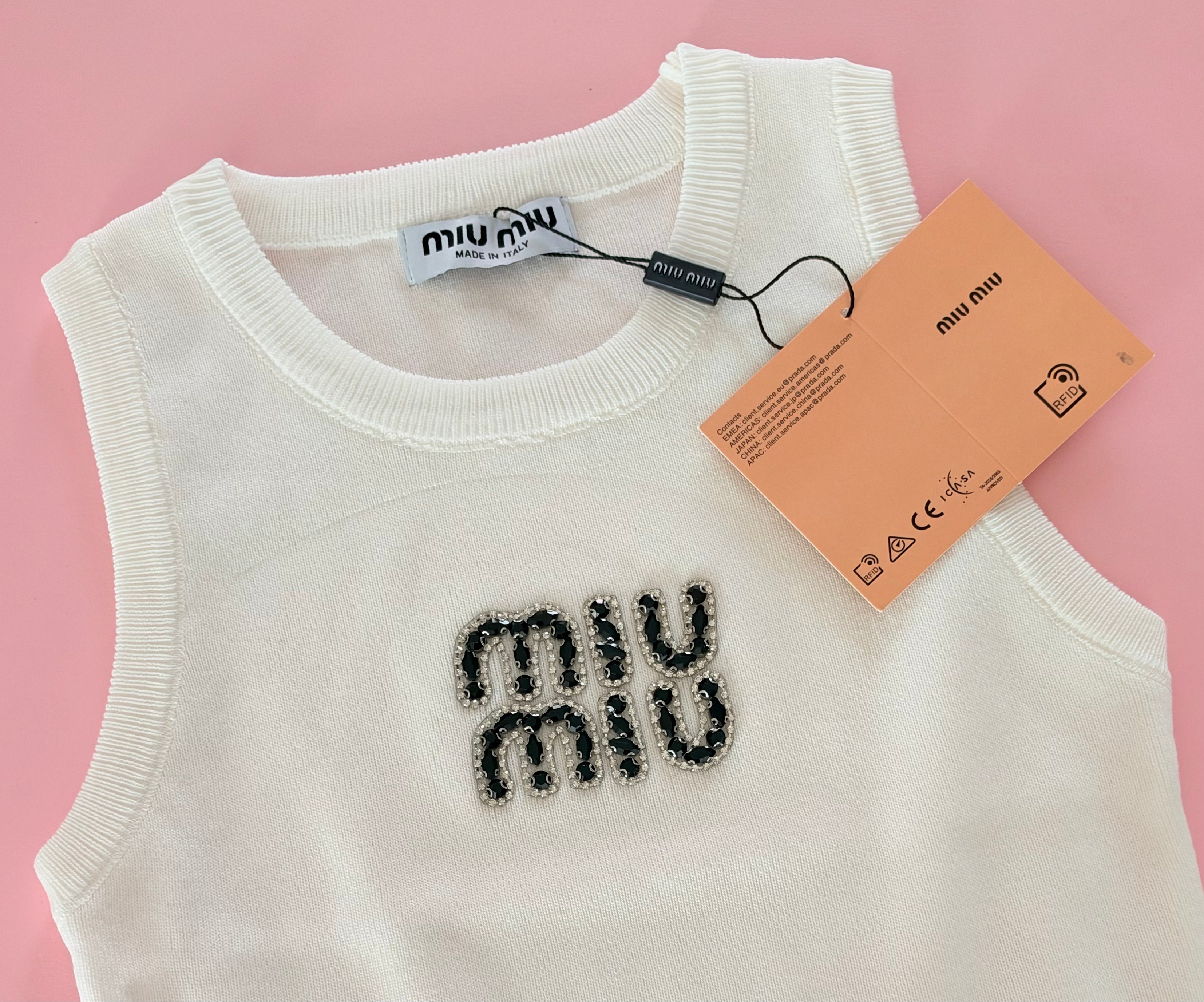 Black Miu Miu Cystal Knit Top