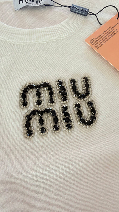 Black Miu Miu Cystal Knit Top