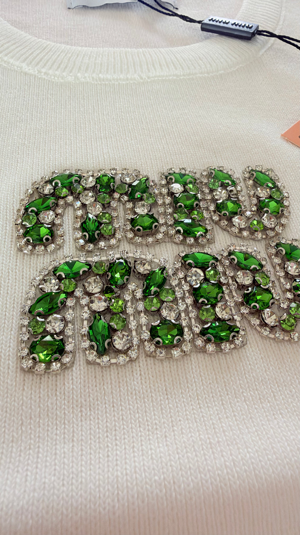 Green Miu Miu Crystal Knit Top